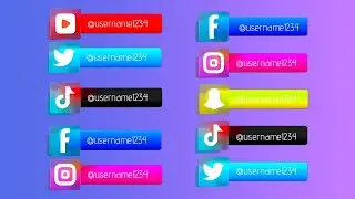 Top 6 Social Media Lower Thirds Green Screen | Twitter, Tiktok,  Youtube, Facebook, Instagram Icons