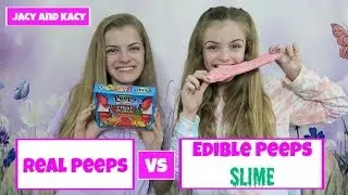 Real Peeps vs Edible Peeps Slime ~ Jacy and Kacy
