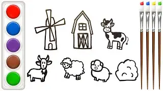 How to draw a farm step by step
