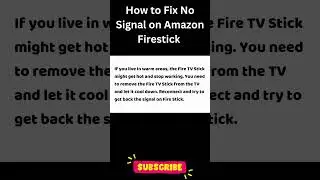 How to Fix No Signal on Amazon Firestick #shorts #shortvideo #amazonfiretvstick #amazonfiretv
