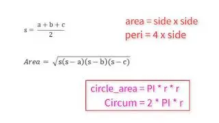 Using Macros Find Area and Perimeter of Triangle, Square, Circle: C Program