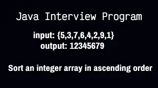 JAVA program - How to sort integer array in ascending order | sort an integer array in java