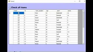 populate data from access database to datagridview and check and uncheck all items in C#