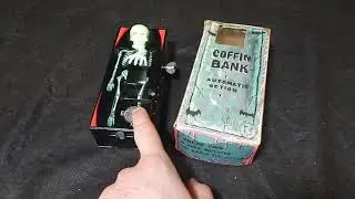 VINTAGE TIN LITHO MECHANICAL WINDUP COFFIN BANK COIN BANK YONE MADE IN JAPAN EBAY PRODUCT TEST