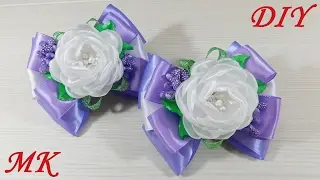 Trim the spring bow with a flower. kanzashi MK
