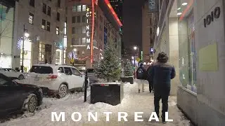 Friday Evening in Downtown Montreal - Winter Walk 2023