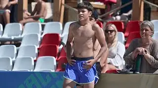 U17 Denis Rozkov (EST) vs Mark Rõbakov (EST) 50kg. Boys youth beach wrestling.