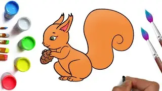 How to draw a squirrel with a bump easily, beautiful drawings and coloring pages for children, ideas