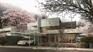 SketchUp VRay 5 EXTERIOR  #21 Cherry blossom house