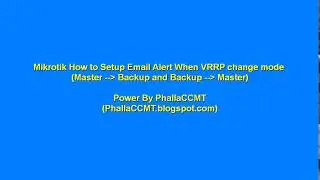 Mikrotik How to Setup Email Alert When VRRP change mode (Master to Backup, Backup to Master)