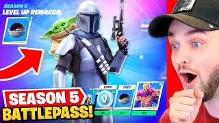*NEW* Fortnite SEASON 5 BATTLEPASS! (Baby Yoda, Mandalorian + SECRET  SKINS!)
