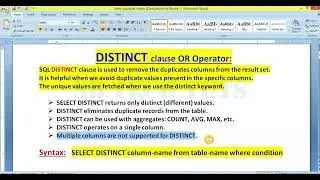 DISTINCT Clause in SQL Practical Explanation | DISTINCT | SQL | DBMS | Telugu