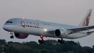 Manchester Airport Evening Arrivals On Runway 05R - A380 & 787