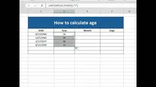 Age calculates in Excel. | How to calculates age by date of birth.  | age calculator