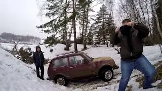 Гараж 56: Нива рулит. Испытание силового бампера. Лебедка на Ниву.
