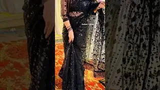 Self Design, Embroidered Bollywood Net Saree ( black) 