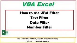 VBA-How to Apply Filters on Excel by VBA | Online Class Video