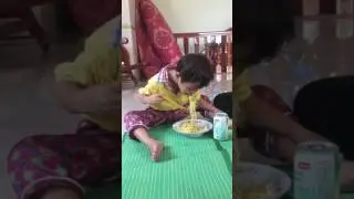 Cambodia Kids - Funny Act (Eating Noodles) #1