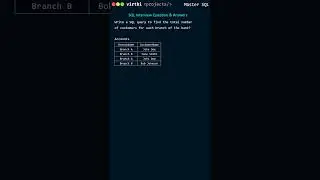 Find the total number of customers for each branch of the bank | SQL Interview Question and Answers