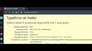 TypeError | index() takes 0 positional arguments but 1 was given Django Error | Python | Aryadrj