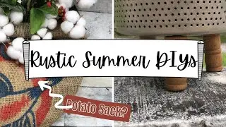 Rustic Summer Decor DIYs - Footed Planter/Burlap Bag Decor - Country DIYs