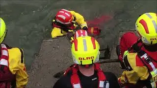 Rhein Übung Feuerwehr und DLRG