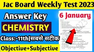 Jac Board Weekly Test Class 11th Chemistry Answer Key||chemistry answer key weekly test class 11||