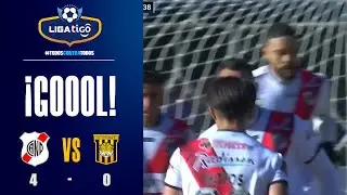 ¡Gol de Nacional Potosí! Diego Hoyos anota el cuarto gol potosino. #TigoSportsBolivia 🔵🟡