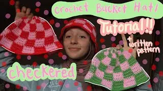 Crochet checkered bucket hat tutorial! (Beginner friendly!)