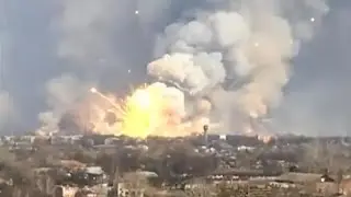 LARGE FIRES AND EXPLOSIONS AS UKRAINIANS STRUCK A RUSSIAN AMMUNITION DEPOT IN MARIUPOL || 2024