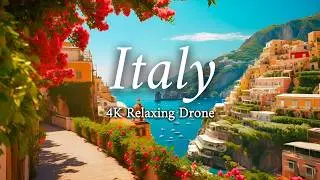 Flying over Italy (4K) Landscapes with Relaxing Music + Natural Sounds ANTI STRESS