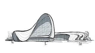 Drawing the Heydar Aliyev Center by Zaha Hadid