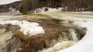 View from around Crescent Lake of the flooding in Robert's Arm, NL