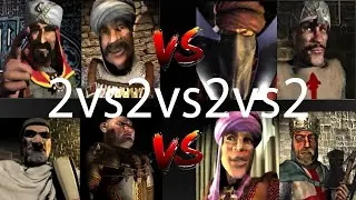 SALADIN SULTAN VS WAZIR SHERIFF VS FREDERICK PIG VS EMIR LIONHEART | Stronghold Crusader Ai Battle