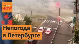 ⚡🌪️Срывает крыши и сносит строительные краны: ураган в Питере