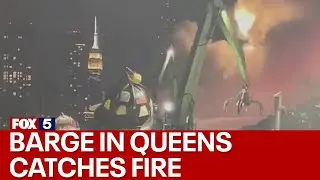 Barge in Queens catches fire