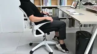 Flip-up Arms Ergonomic Desk Chair with Adjustable Height Lumbar Support - Moustache® - Black