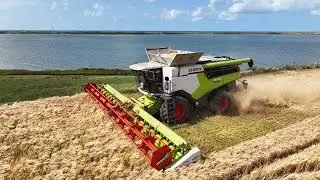 Best work view - Claas Lexion 8700 harvesting barley with views over Ferring Lake | Harvest 2024