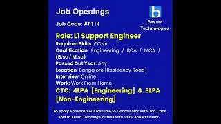 CCNA Job Openings|Join  & get Placements|Besant Technologies  