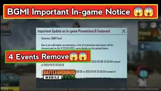 4 Big Events Remove From BGMI | Important Update On In-game Features & Promotions