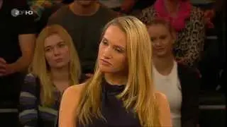 Markus Lanz am 11. September 2014 mit Musical-Darstellerin Anna Hofbauer 