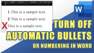 [HOW-TO] Turn OFF Automatic BULLETS or NUMBERING in WORD