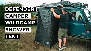 SHOWER TENT FOR DEFENDER CAMPER IS AN OVERLAND + WILDCAMP ESSENTIAL