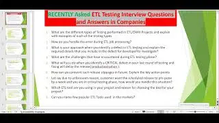 ETL Testing | Recently ASKED ETL Testing INTERVIEW Questions and Answers