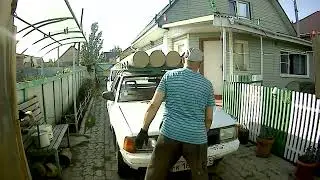 Плот компоновка на багажнике Москвича 2141 подготовка к рыбалке