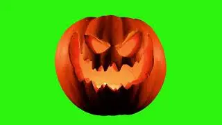 Green Screen Halloween pumpkin on a chroma green background / Vfx scene