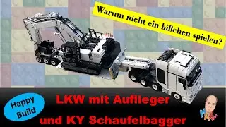 Happy Build Lkw + Anhänger und KY Schaufelbagger #Happy build #KY Schaufelbagger #alternative Bricks