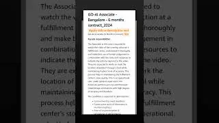 Amazon hiring Go Associate -Contract #2022batch #2023batch #amazon