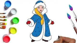 How to draw a Snow Maiden, granddaughter of Santa Claus easy drawings for new year, drawing for kids