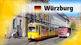 Duewag GTW-D8 trams in Würzburg, Germany: All-day service on line 4 | 2024